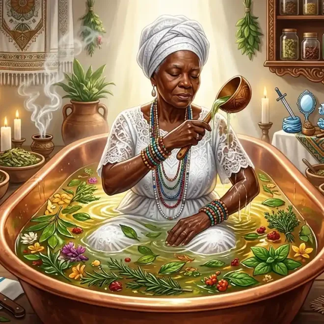 Guia Completo de Banhos Espirituais na Umbanda: Tipos, Ervas e Como Fazer